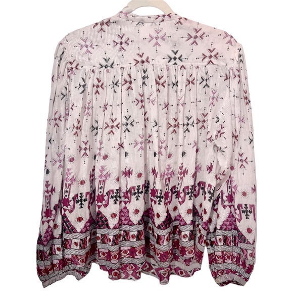 NEW Isabel Marant Salika Printed Cotton Blouse White/Pink/Silver S/S 23 Size 2 - Picture 12 of 12